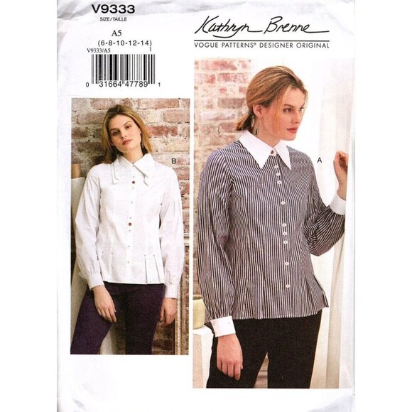 Vogue V9333 Misses 6 to 14 Kathryn Brenne Button Front Shirt Sewing Pattern - Picture 1 of 2